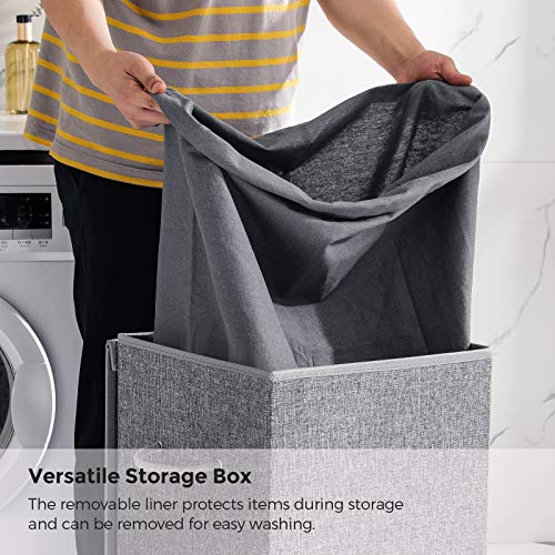 SONGMICS Sturdy Laundry Hamper with Lid & Removable Fabric Bag, 85L Large Clothes Hamper, Laundry Basket with Handles for Closet, Laundry Room, Bedroom, Bathroom, Gray ULCB01G