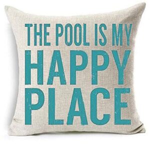 Bnitoam Summer Beach Phrases Best Gift Cotton Linen Square Decorative Throw Pillow Cover Cushion Case for Sofa Bed Couch Outdoor Pool 18 x 18 inch (1)