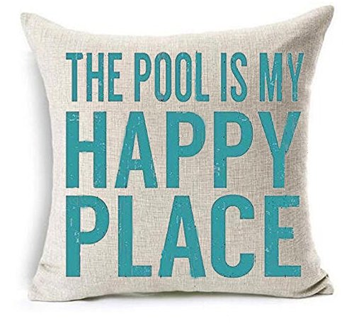 Bnitoam Summer Beach Phrases Best Gift Cotton Linen Square Decorative Throw Pillow Cover Cushion Case for Sofa Bed Couch Outdoor Pool 18 x 18 inch (1)