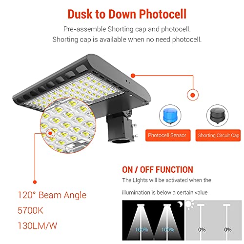 Adiding 150W LED Parking Lot Lights 19500LM LED Dusk to Dawn Outdoor Lighting-600W HID/HPS Equiv Shoebox Area Street Light UL DLC Certified IP66 Pole Bright Area Light with Photocell Sensor