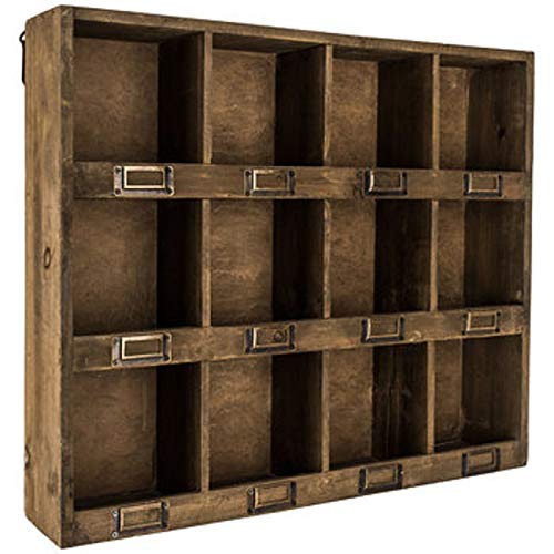 Hobby Lobby Rustic Antique Brown Wall Shelf with 12-Slots