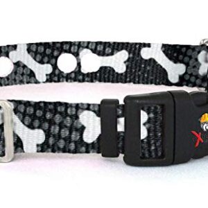 Extreme Dog Fence Replacement Containment and Training Collar Strap for Most Dog Fence Brands - Black Bones (Medium: 13" - 18" x 3/4")