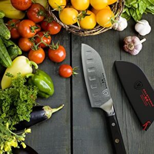 Dalstrong Mini Santoku Knife - 5 inch - Shogun Series - Japanese AUS-10V Super Steel Asian Knife - Damascus Layered - 67 Layers - Vacuum Treated Vegetable Knife - Sheath Included