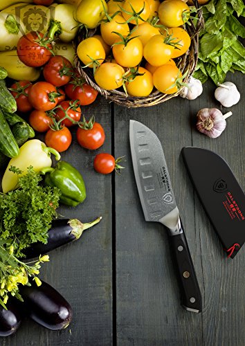 Dalstrong Mini Santoku Knife - 5 inch - Shogun Series - Japanese AUS-10V Super Steel Asian Knife - Damascus Layered - 67 Layers - Vacuum Treated Vegetable Knife - Sheath Included