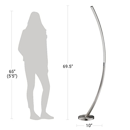 Catalina Lighting Mid-Century Modern Dimmable 4-Way Touch Arc LED Floor Lamp, 69.25", Silver