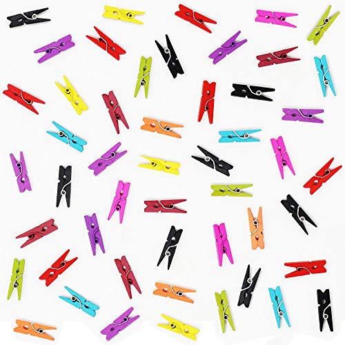Just Artifacts Mini 1-inch Craft Wood Clothespins/Peg Pins (100pc, Assorted Colors)