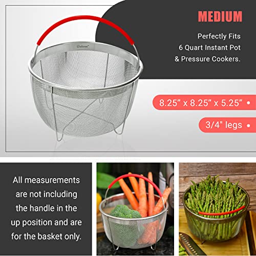 Original Salbree Steamer Basket for 6 quart Instant Pot Accessories, Stainless Steel Strainer and Insert fits IP Insta Pot, Instapot 6 qt, Other Pressure Cookers & Pots, with Handle [3qt 8qt avail]