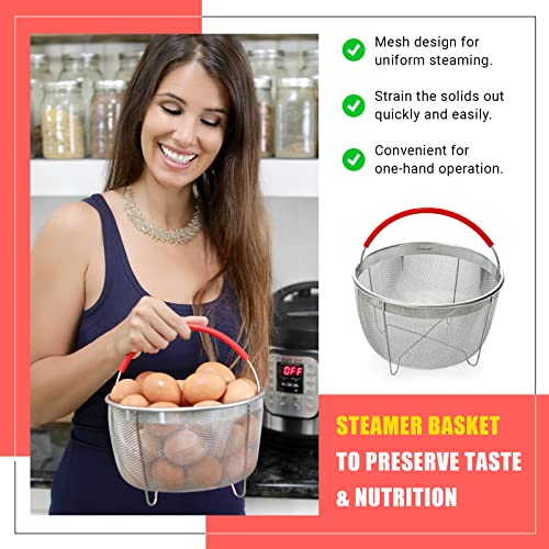 Original Salbree Steamer Basket for 6 quart Instant Pot Accessories, Stainless Steel Strainer and Insert fits IP Insta Pot, Instapot 6 qt, Other Pressure Cookers & Pots, with Handle [3qt 8qt avail]