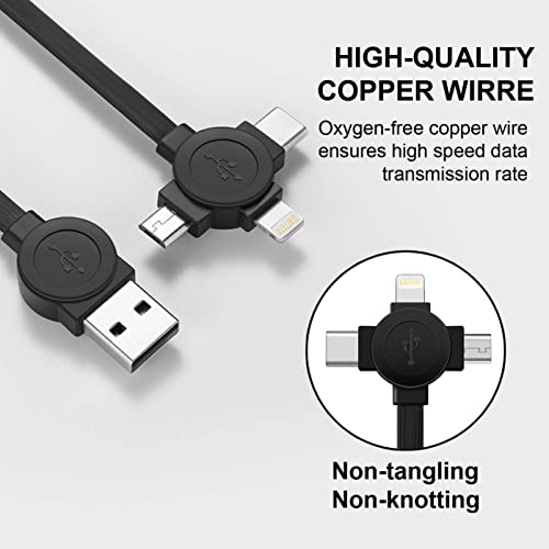 Multi Charging Cable 3.3ft 2Pack Retractable Multi Fast Charging Cord 3 in 1 Multi USB Cable with Lightning/Micro USB/Type C Sync Charger Cable for iPhone,iPad,Samsung Galaxy,LG,PS,Tablets and More