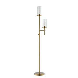catalina 20597-001 modern 2-light uplight floor lamp with clear glass shades, 66, bronze