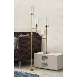 Catalina 20597-001 Modern 2-Light Uplight Floor Lamp with Clear Glass Shades, 66, Bronze