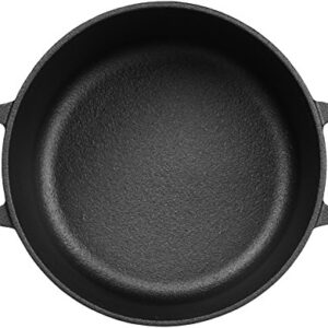 Amazon Basics Pre-Seasoned Cast Iron Round Dutch Oven with Dual Handles, 2-Quart, Black