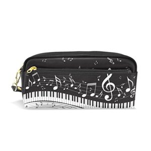 alaza black music note piano pu leather pen pencil case pouch case makeup cosmetic travel school bag
