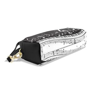 ALAZA Black Music Note Piano PU Leather Pen Pencil Case Pouch Case Makeup Cosmetic Travel School Bag