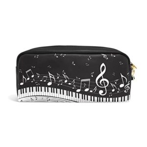 ALAZA Black Music Note Piano PU Leather Pen Pencil Case Pouch Case Makeup Cosmetic Travel School Bag
