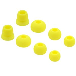 alxcd ear tips for powerbeats 3 wireless headphone, sml 3 sizes 3 pair silicone replacement earbud tips & 1 pair double flange ear tip cushion, fit for beats powerbeats2 wireless pb3[4 pair](yellow)