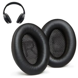 ahg premium qc35 replacement ear pads cushions compatible with bose quietcomfort 35 / bose qc35 ii noise cancelling headphones (black). premium protein leather, extra thick high-density foam & durable