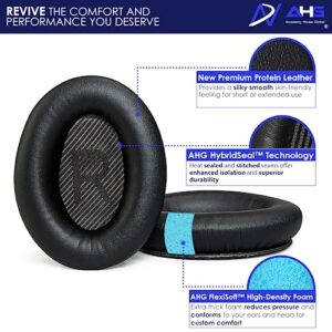 AHG Premium QC35 replacement ear pads cushions compatible with Bose QuietComfort 35 / Bose QC35 II noise cancelling headphones (Black). Premium Protein Leather, Extra Thick High-Density Foam & Durable