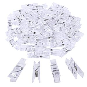 bronagrand 50pcs small clear plastic utility paper clip, clothespins clip, clothes line clips,photo clips 3.5x0.7x1cm