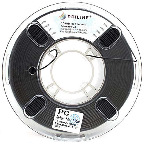 PRILINE Carbon Fiber Polycarbonate 1KG 1.75 3D Printer Filament, 1kg 1.75 mm,Black