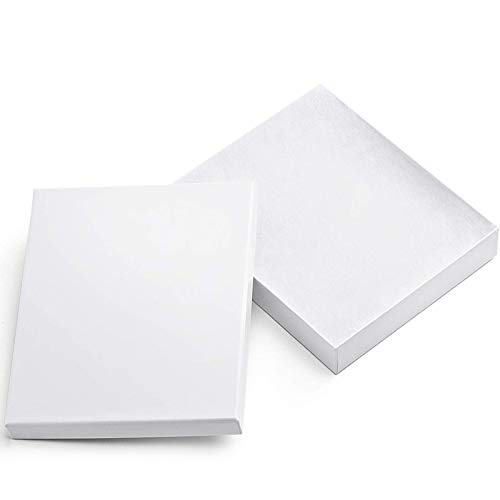 8x5.5x1.25 Cotton Filled Jewelry Gift Boxes, Kraft Cardboard Jewelry Boxes, Jewelry Gift Box for Necklace, Earring, Bracelet, Accessories, Bulk Jewelry Box for Small Business & Boutique, White 20 Pcs