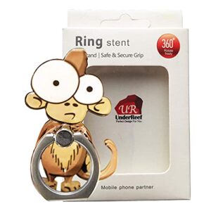 underreef cell phone finger ring holder cute animal smartphone stand 361 swivel for iphone, ipad, samsung htc nokia smartphones tablet (monkey)
