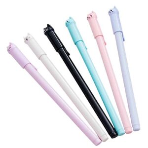 chuangli 6pcs cute cat pens kawaii 0.5mm black ball point gel pen for school office supplies