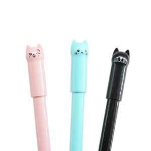CHUANGLI 6PCS Cute Cat Pens Kawaii 0.5mm Black Ball Point Gel Pen for School Office Supplies