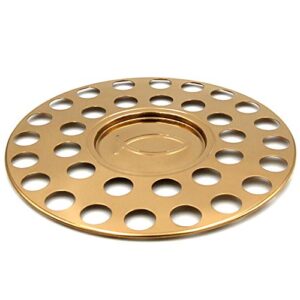 Communion Tray | Stackable | Base, Disk with Bread Plate Integrated and Cover | Stainless Steel | Brass Tone | Capacity for 33 Cups