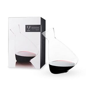 viski rolling wine decanter set of 1 - modern crystal wine decanter for red or white wine, stunning gift - 75 oz