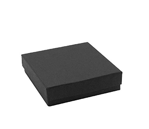 12 Pack Cotton Filled Black Matte Paper Cardboard Jewelry Gift and Retail Boxes for Valentine's Day 3 X 3 X 1 Inch Size by R J Displays