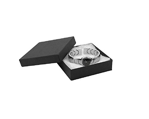 12 Pack Cotton Filled Black Matte Paper Cardboard Jewelry Gift and Retail Boxes for Valentine's Day 3 X 3 X 1 Inch Size by R J Displays