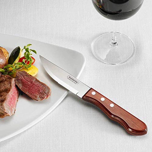 Tramontina Porterhouse Steak Knife Set Stainless Steel Edge w/ Riveted Polywood Handles 8-piece, 80009/576DS