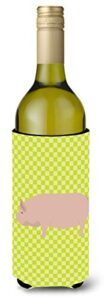 caroline's treasures bb7763literk welsh pig green wine bottle hugger bottle cooler sleeve hugger machine washable collapsible insulator beverage insulated holder