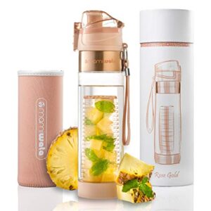 mami wata fruit infuser water bottle – unique stylish design – includes fruit infused water recipes ebook & insulating sleeve – create naturally flavoured fruit infused water – beautiful gift box