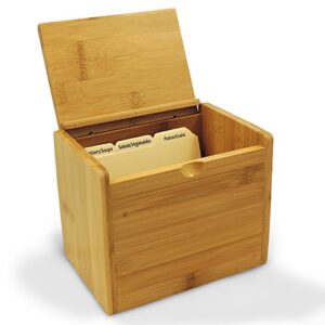 cookbook people 4x6 wooden recipe box bamboo wood plain lid - up to 300 cards - includes dividers