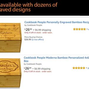 Cookbook People 4x6 Wooden Recipe Box Bamboo Wood Plain Lid - Up to 300 Cards - Includes Dividers