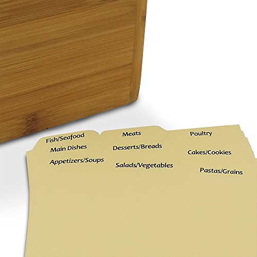 Cookbook People 4x6 Wooden Recipe Box Bamboo Wood Plain Lid - Up to 300 Cards - Includes Dividers