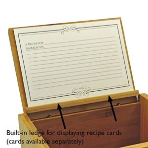 Cookbook People 4x6 Wooden Recipe Box Bamboo Wood Plain Lid - Up to 300 Cards - Includes Dividers