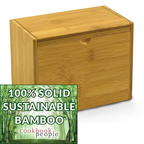 Cookbook People 4x6 Wooden Recipe Box Bamboo Wood Plain Lid - Up to 300 Cards - Includes Dividers