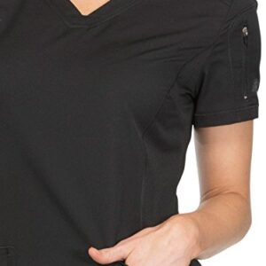 Dickies Dynamix Womens Tops, Athletic-Inspired V-Neck Scrub Top with Four-Way Stretch and Moisture Wicking DK730, M, Black