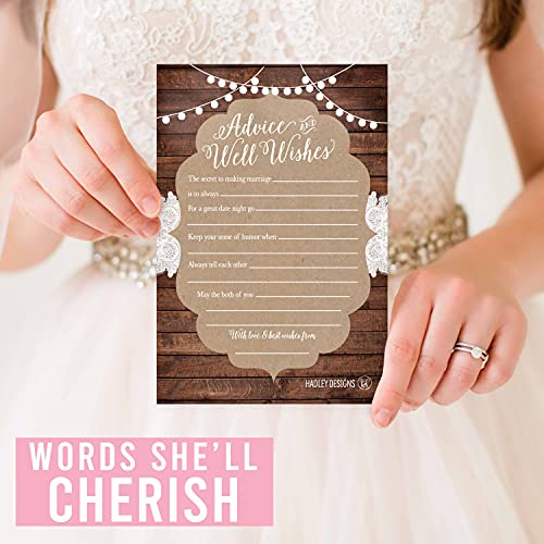 50 Rustic Wedding Advice Cards - Wedding Card Boxes For Reception, Wedding Guest Book Alternative, Advice Cards For Bride and Groom, Bridal Shower Games For Guests, Advice For the Bride Wedding Games