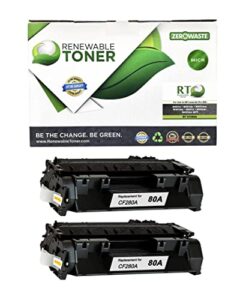 renewable toner compatible micr toner cartridge replacement for hp 80a cf280a for hp laserjet pro 400 m401 m425 (black, 2-pack)