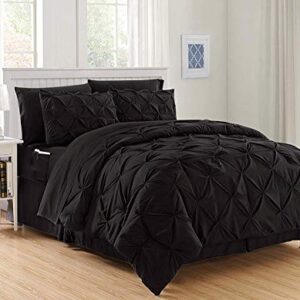 Elegant Comfort Luxury Best, Softest, Coziest 8-Piece Bed-in-a-Bag Comforter Set on Amazon Silky Soft Complete Set Includes Bed Sheet with Double Sided Storage Pockets, King/Cal King, Black