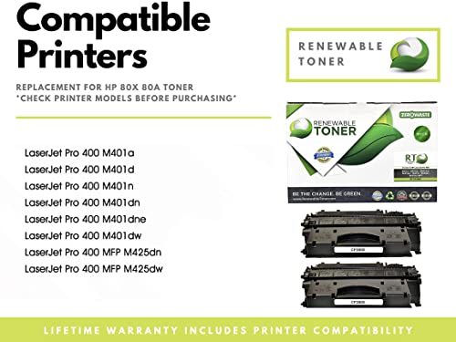 Renewable Toner Compatible MICR Toner Cartridge High Yield Replacement for HP CF280X 80X for HP LaserJet Pro 400 M401 M425 (2-Pack)