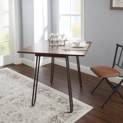 Silverwood Wood Metal Henry Drop Leaf Table with Hairpin Leg, 36" x 36" x 30.25", Brown