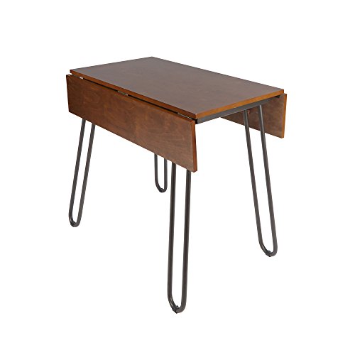 Silverwood Wood Metal Henry Drop Leaf Table with Hairpin Leg, 36" x 36" x 30.25", Brown