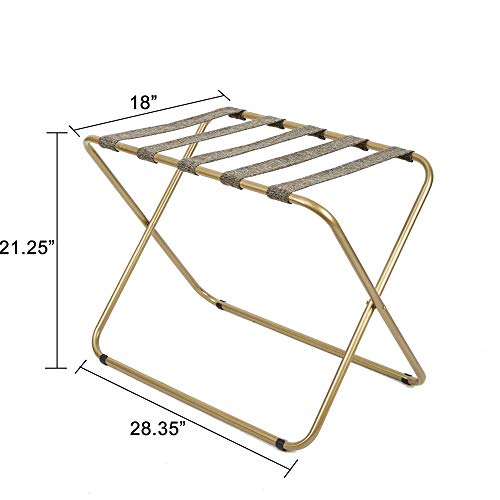 Silverwood Rhys Metal Folding Luggage Rack in Gold, Dark Brown