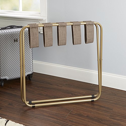 Silverwood Rhys Metal Folding Luggage Rack in Gold, Dark Brown