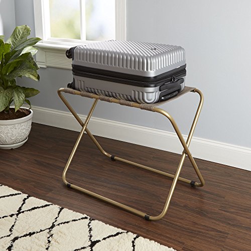 Silverwood Rhys Metal Folding Luggage Rack in Gold, Dark Brown